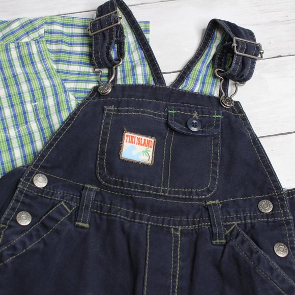 TCP Vintage Baby Boy Bib Overall Shorts Shirt Bucket Hat Set Size 24 Mo - Picture 5 of 9